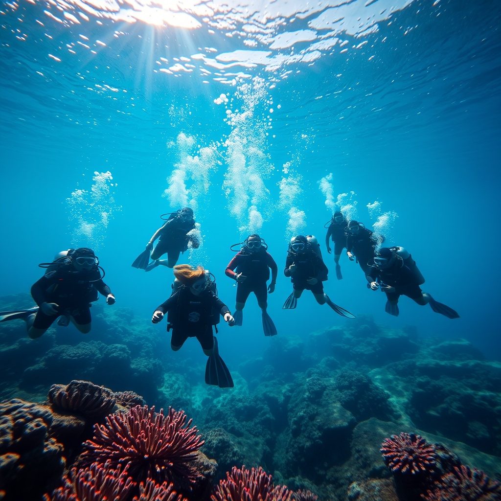 Diver exploring a coral reef